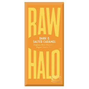 Raw Halo Vegan Dark and Salted Caramel Chocolate 70g.