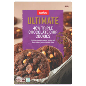 Coles Triple Chocolate Chips Cookies 400g.