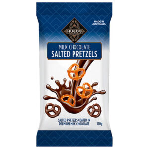 Hugos Milk Chocolate Salted Pretzels 120g.